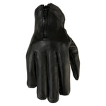 Z1R Women's 7mm Black Leather Motorcycle Gloves with Zippered Backhand