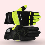 Airflow II mesh textile motorcycle gloves with black leather and neon yellow breathable mesh – summer riding gloves for bikers