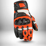 Back view of red/white Sector Pro ST glove featuring large TPU knuckle protector, perforated backhand, and cohesive orange/white with black contrast panels.