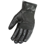 Joe Rocket Diamondback men's black leather motorcycle glove, palm side, showing textured grip panels