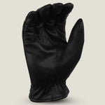 GL2054 men’s black summer biker leather riding gloves with front zipper detail and breathable design