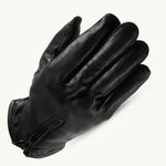 MG GL2055 men’s black insulated leather biker gloves front view with thick warm lining