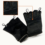 MG VL451 men’s fingerless motorcycle gloves with ventilated mesh back, gel-padded suede palm, and hook-and-loop wrist closure