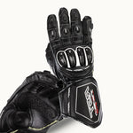 RST TracTech Evo 4 CE Gloves in Black Color front back view with palm padding stuff for comfort and back knuckles safety for riders