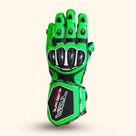 RST TracTech Evo 4 CE Gloves in Green Color with black knuckles and long cuff with strap