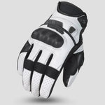 Black and white Scorpion Women’s Klaw II Leather Motorcycle Gloves showcased, highlighting their stylish design.