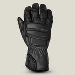 Back view of Tour Master women’s insulated leather gloves black showing EVA foam knuckle protection, stretch spandex panels, and hook-and-loop wrist closure