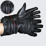 VL404 men’s insulated lambskin leather gauntlet motorcycle gloves with dual straps and lined interior for warmth