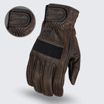 Back view of Highway 21 Jab Brown leather motorcycle gloves featuring reinforced stitching and comfortable grip
