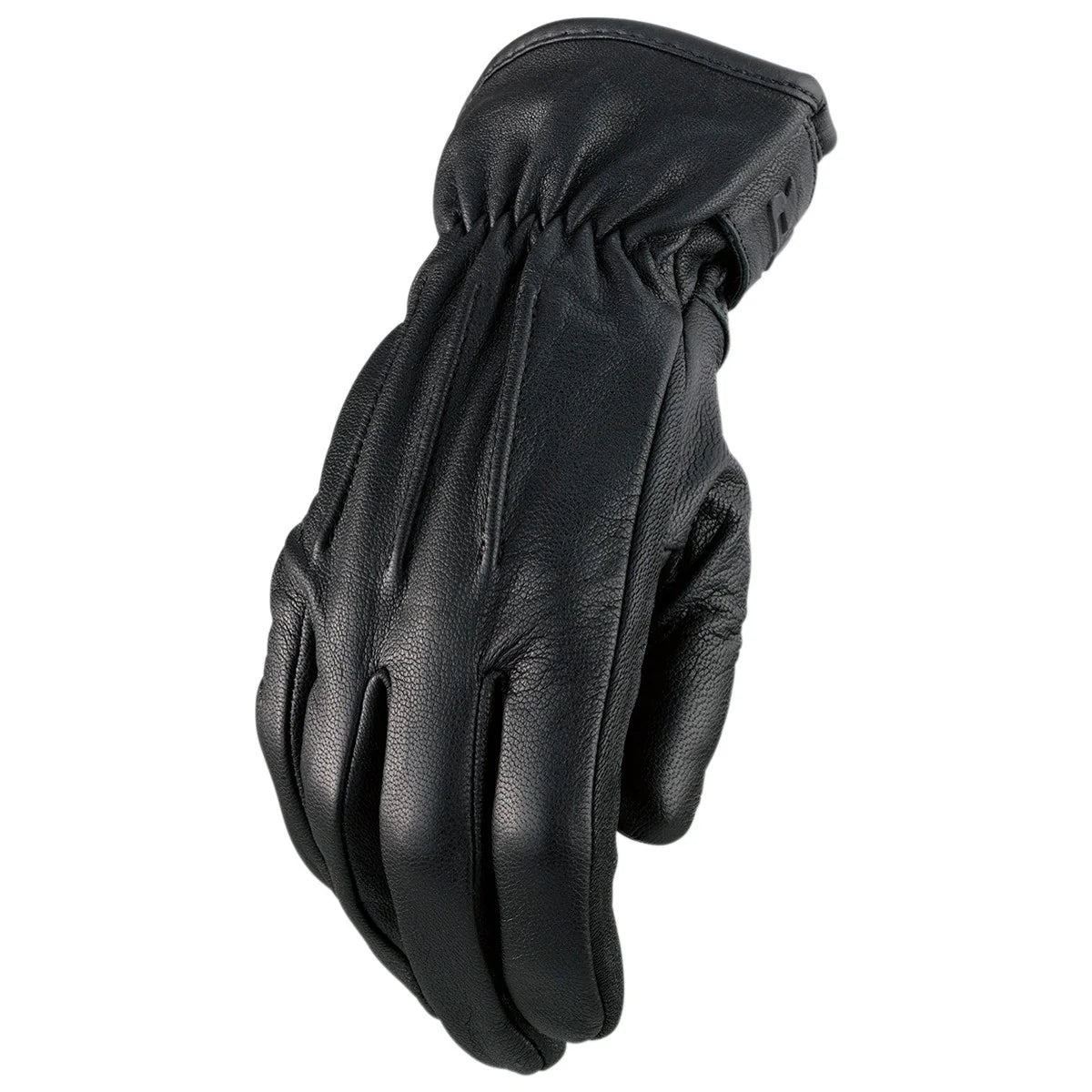 Z1R Reaper II Men's Black Goatskin Leather Motorcycle Gloves with elastic wrist and hook-and-loop closure for secure fit