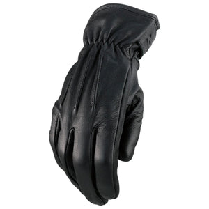Z1R Reaper II Men's Black Goatskin Leather Motorcycle Gloves with elastic wrist and hook-and-loop closure for secure fit