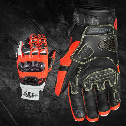 Arctiva Meridian Men’s Waterproof Snow Gloves in Red and Black — Long-gauntlet insulated snow riding gloves closeup palm padding fingertips and linings details