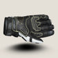 Arctiva Meridian Men’s Waterproof Snow Gloves in White and Black — Front view showing padded protective lines, long gauntlet design, and insulated snow riding construction