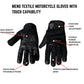 Caliber Men's Textile Motorcycle Gloves with Touch Capability