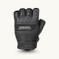 Cortech flip-off fingerless leather motorcycle gloves worn on hand, offering a stylish design and comfort for riders seeking freedom and protection.