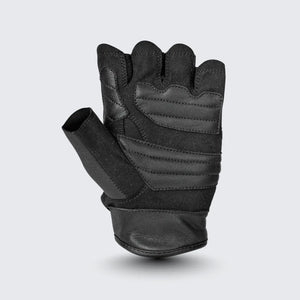 Side view of Cortech flip-off fingerless leather motorcycle gloves, showcasing the open-finger design for enhanced dexterity and grip