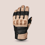 Angled front view of Gloden brown Cortech Bully 2.0 leather motorcycle glove, perfect for a vintage riding style.