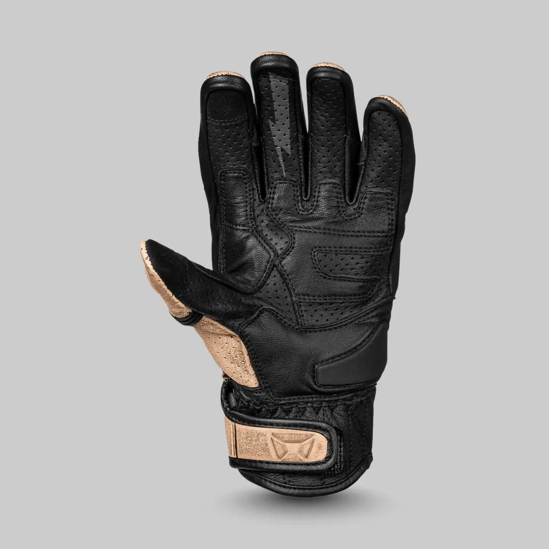 front view of gloden brown cortch mens bully 2.0 gloves front is back color palm padding extra gripp