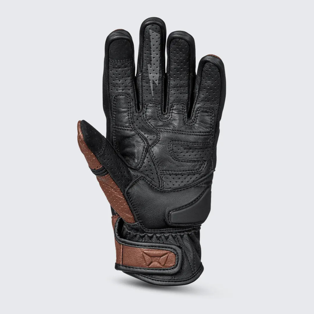 front view of cortech mens bully 2.0 leather motorcycle gloves