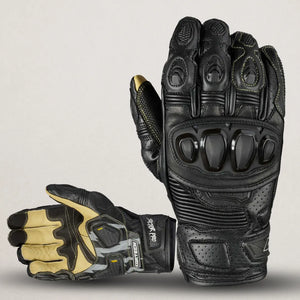 Rear view of Cortech Sector Pro ST glove in black with TPU top knuckle protector, perforated backhand, and Kevlar stitching