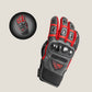 Fly Ignitor Pro Men’s Heated Motorcycle Gloves in Black with Red Liner — back view showing knuckle guard, gauntlet adjuster, and pre-curved finger design