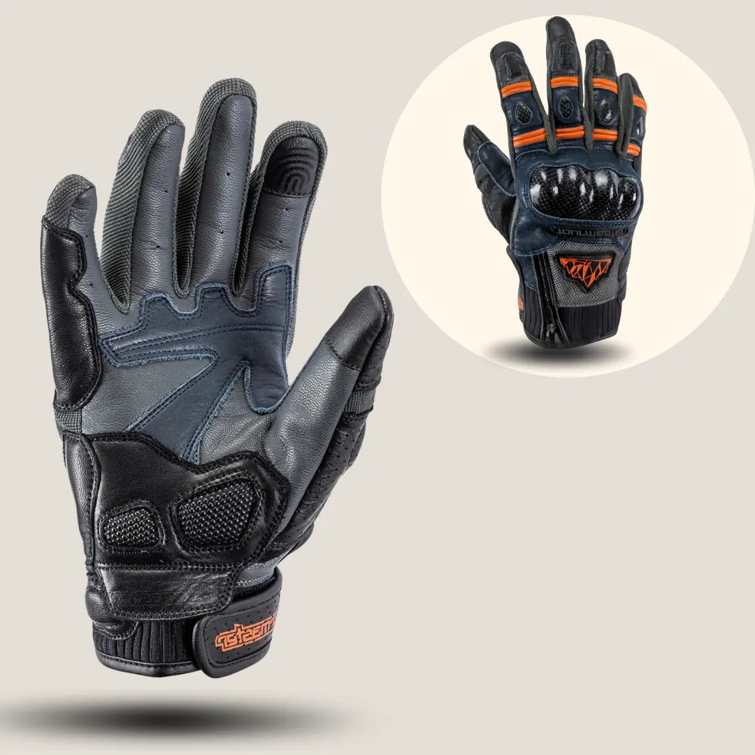 Fly Ignitor Pro Men’s Heated Motorcycle Gloves in Black — front palm view featuring adjustable wrist strap, silicone grip print, and heated battery compartment