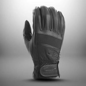 Highway 21 Jab leather motorcycle gloves with touchscreen fingertips and padded goat-skin palm for secure, responsive riding