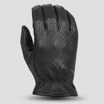Back view of Highway 21 Louie perforated gloves black color showing cuff detail and leather finish