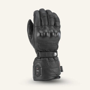 Highway 21 Radiant black heated leather motorcycle glove with knuckle protection – back view