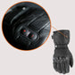 Close-up of heating control button on Highway 21 Radiant heated leather motorcycle glove