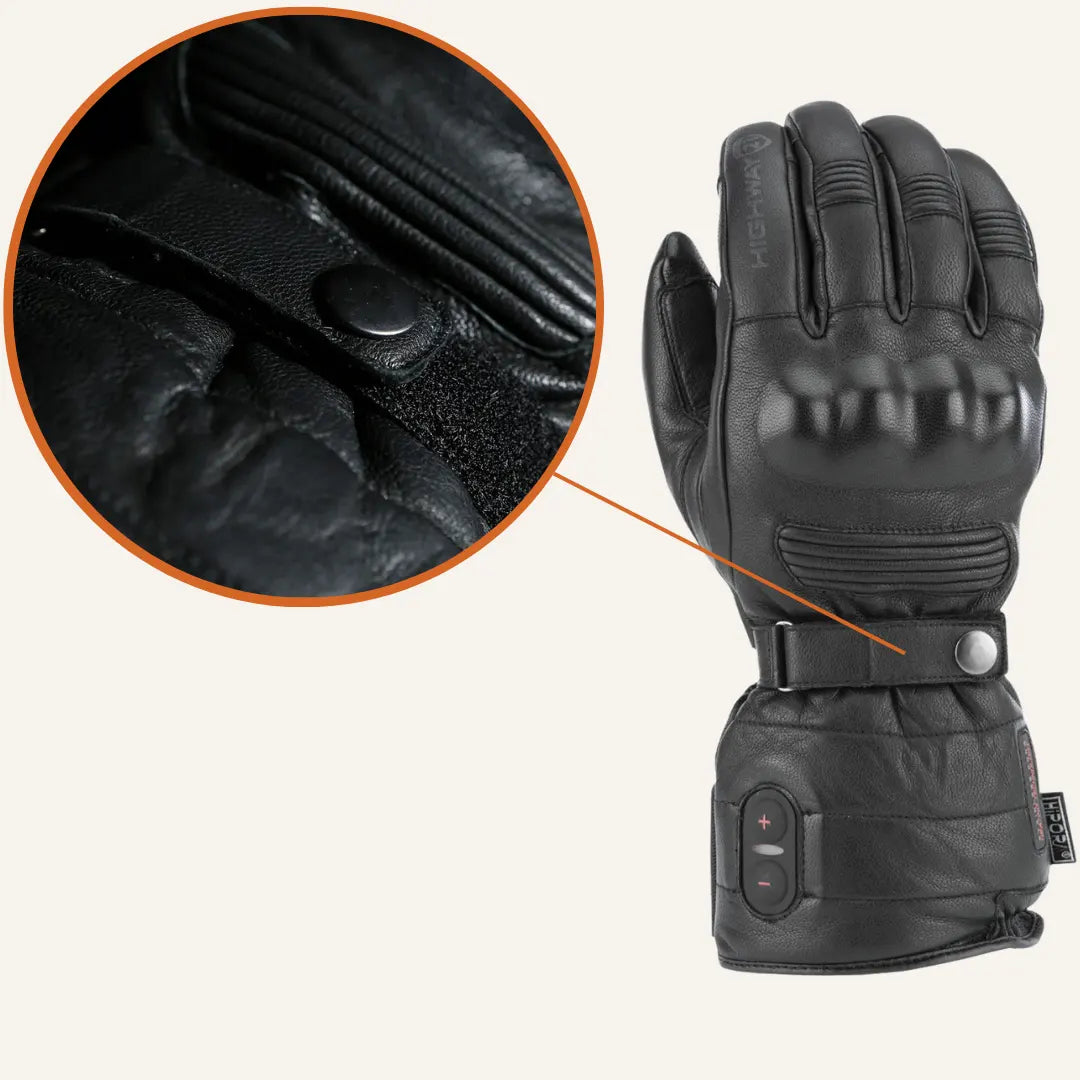 Highway 21 Radiant heated motorcycle gloves with adjustable  Strips heat settings and protective design