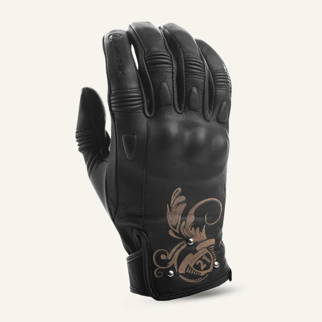 Highway 21 Women's Black Ivy Leather Motorcycle Gloves