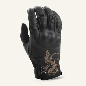 Highway 21 Women's Black Ivy Leather Motorcycle Gloves