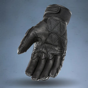 Protective Joe Rocket Grand National gloves – black leather motorcycle gloves with reinforced safety armor"