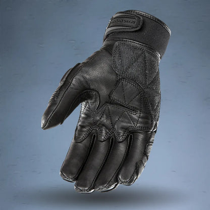 Protective Joe Rocket Grand National gloves – black leather motorcycle gloves with reinforced safety armor"