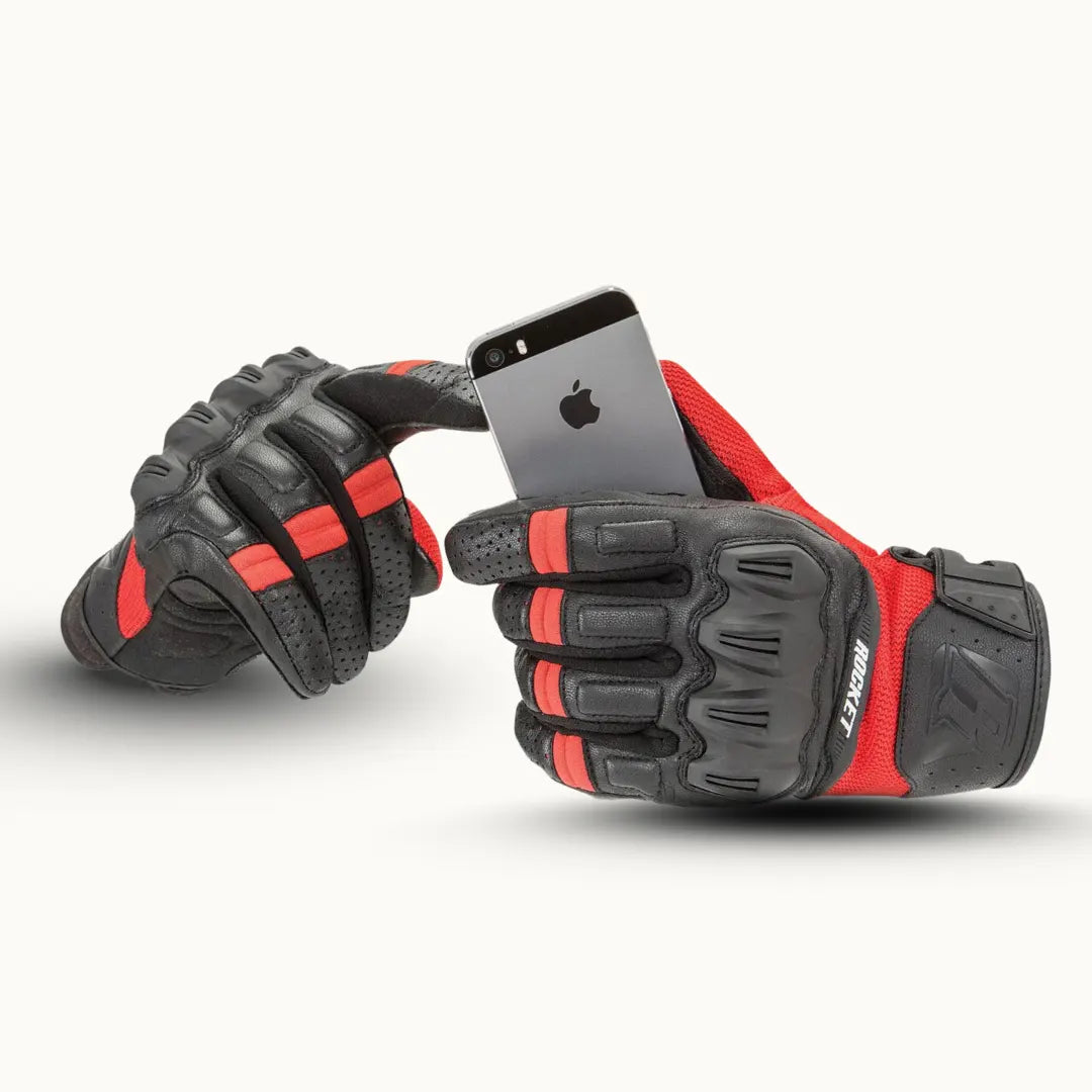 Joe Rocket Phoenix 5.1 Red and Black Motorcycle Riding Gloves with Protective Design