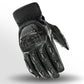 Joe Rocket Speedway Men’s Leather Motorcycle Gloves in Black — upside-down back view showing carbon knuckle protector and neoprene cuff
