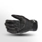 Joe Rocket Speedway Men’s Leather Motorcycle Gloves in Black — side front view detailing padded fingertip protectors, thumb flex panel, and secure hook-and-loop wrist closure