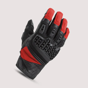 Joe Rocket Tactile motorcycle glove back view in black and red Free Air™ mesh with goatskin leather panels, molded knuckle and finger armor