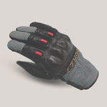 Joe Rocket Seeker gloves in black and gray mesh with red knuckle protectors – angled side view