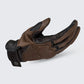 Palm view of LS2 Rust motorcycle gloves highlighting reinforced palm slider and goatskin leather texture