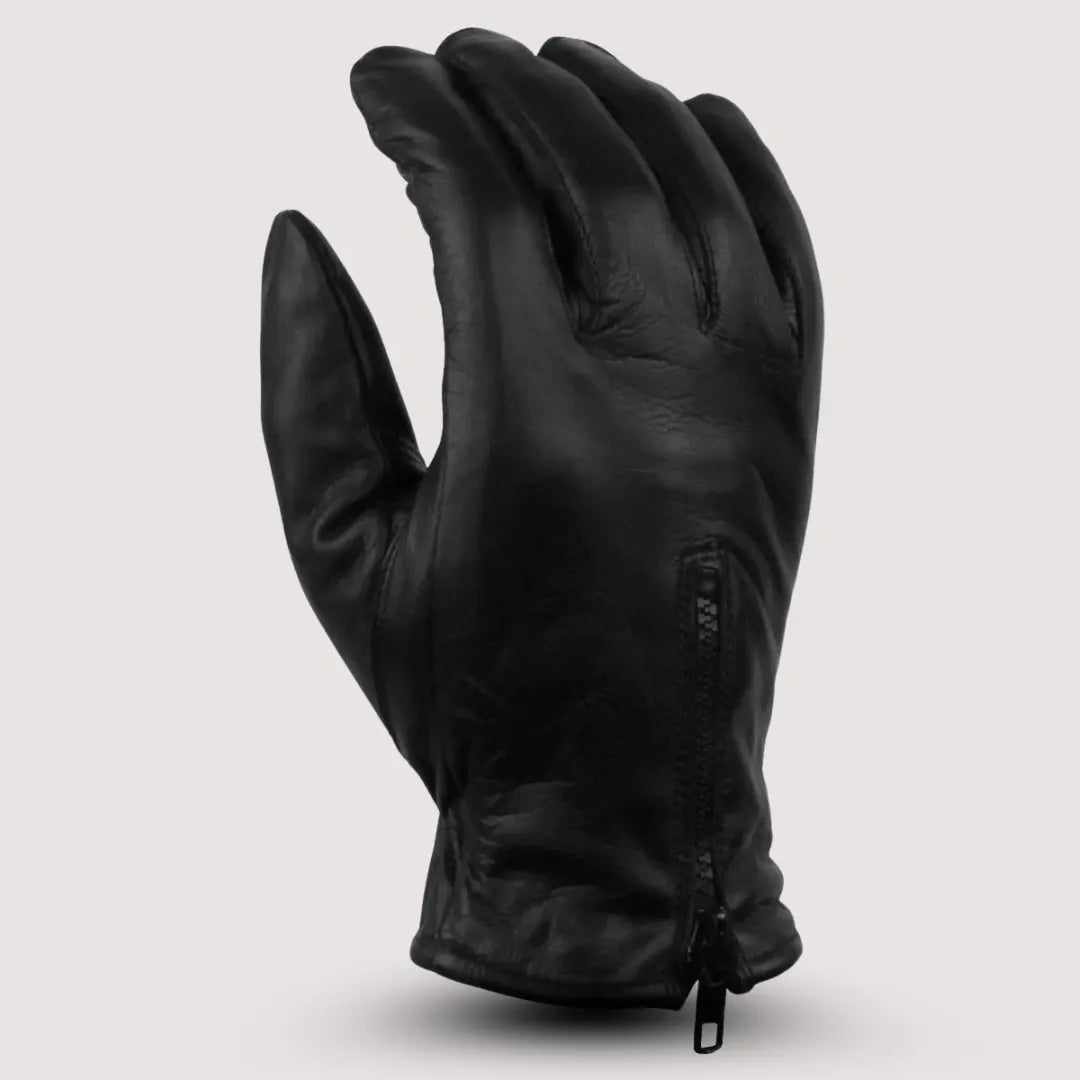 Back view of GL2054 leather riding gloves highlighting textured grip and ventilated leather thumb with zipper shop online at Mg Store