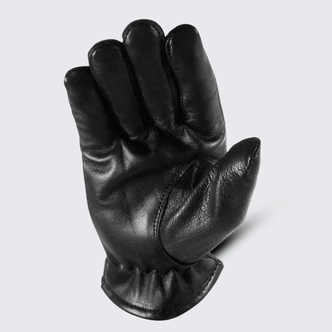 Palm view of MG GL2055 winter riding gloves showing insulated leather palm and secure grip texture