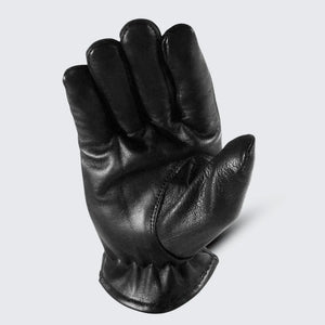 Palm view of MG GL2055 winter riding gloves showing insulated leather palm and secure grip texture