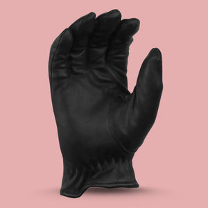  GL2056 men’s lined cowhide leather biker motorcycle gloves by mg with insulated interior and classic black design