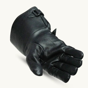 MG GL2064 men’s black lined leather gauntlet motorcycle gloves – insulated lining and extended cuff for cold weather riding
