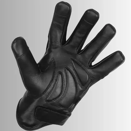 Leather Premium Motorcycle Black leather glove on a gray background