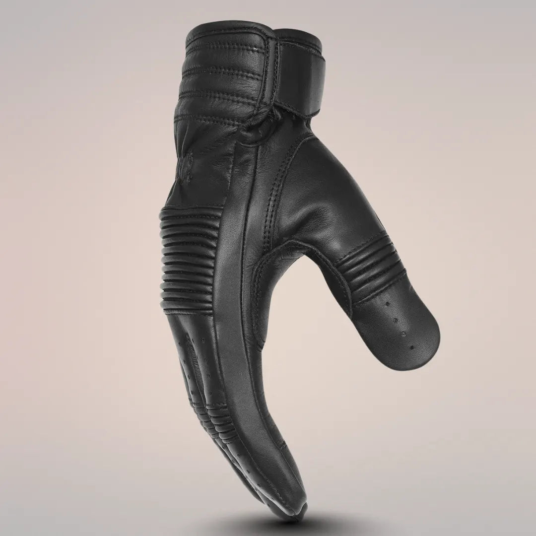 MG Leathers The Scrapper Men’s Mid-Length Motorcycle Gloves in Black — Foam Rubber Palm Pad and Durable Grip