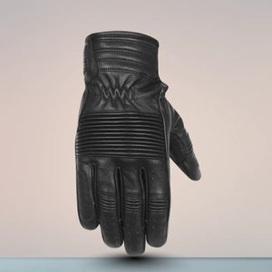 MG Leathers The Scrapper Men’s Mid-Length Leather Gloves in Black — Stretch Panels & Touchscreen Fingertips