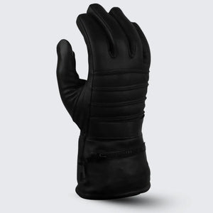 MG Men's Black Insulated Winter Riding Gauntlet Leather Motorcycle Gloves With Rain Covers